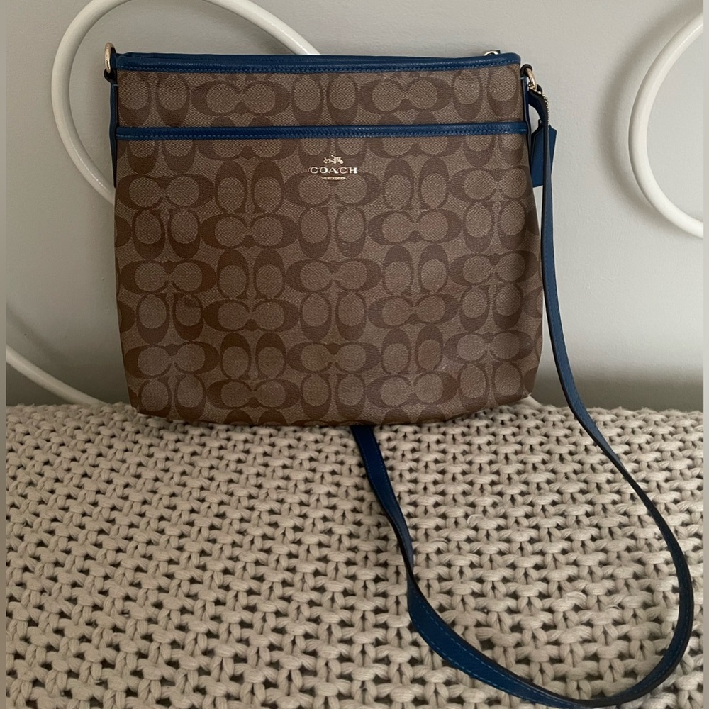 Coach Purse with Blue Accents